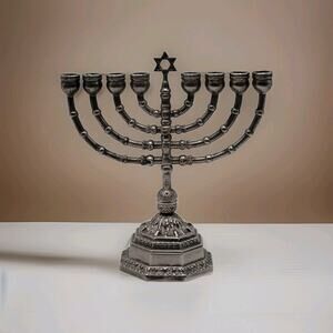 IANTHE England Menorah Candelabra 9 Branch Jewish Candle Holder Vintage Metal